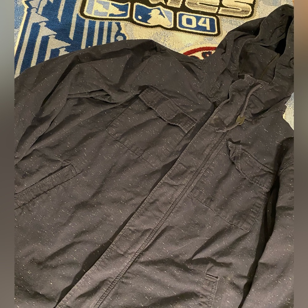 H&M Divided Blue Full Zip Men's Fleece Lined Hoodie Jacket Size XL Navy Blue